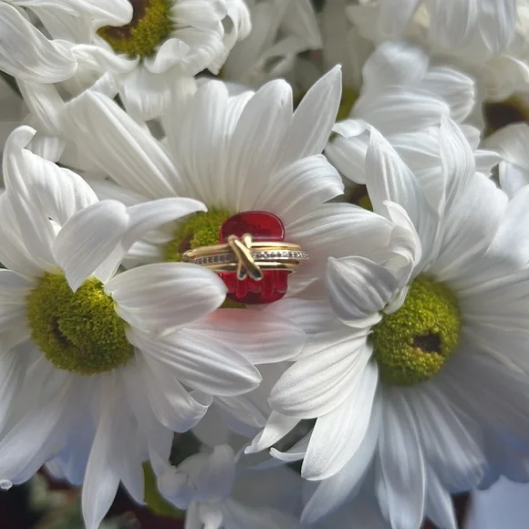 Tia 18k Gold Vermeil Band Ring in White Sapphire